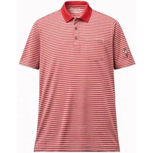 Straight Down Mens Large Red Striped Performance Stretch Golf Polo Short Sleeve